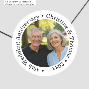 Adesivo Adicione Sua Própria Foto de Casal 40º Aniversário