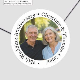 Adesivo Adicione Sua Própria Foto de Casal 45º Aniversário