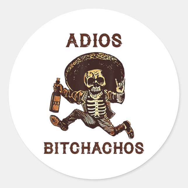 Adesivo Adios Achos Cinco De Mayo Skeleton Bebendo _1 (Frente)