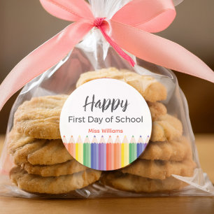 Adesivo Adjetista do primeiro dia feliz da escola