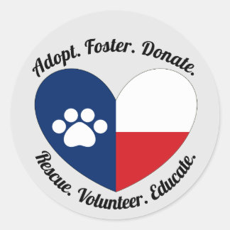 Adesivo Adoção, Foster, Cães e Gatos de Emergência no Texa