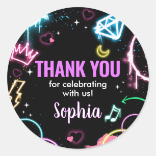 Adesivo Adolescente Neon Terceira Festa de aniversário