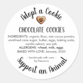 Adesivo Adopt a Cookie Animal Rescue Bakery Ingredients