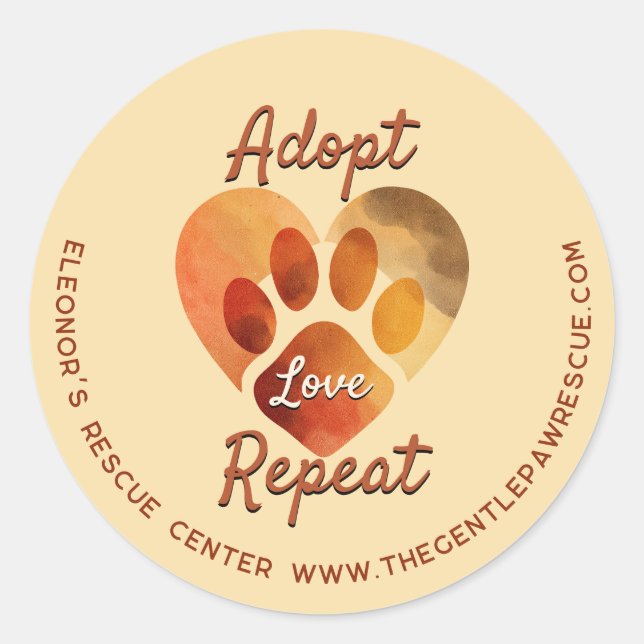 Adesivo Adopt Love Repeat Warm Earthy Paw Art (Frente)