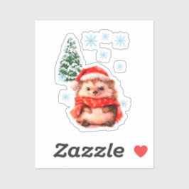 Adesivo Adorable Christmas Hedgehog Sticker - Festive Wint