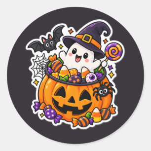 Adesivo Adorable Halloween Kawaii Fantasma Assustador Abób