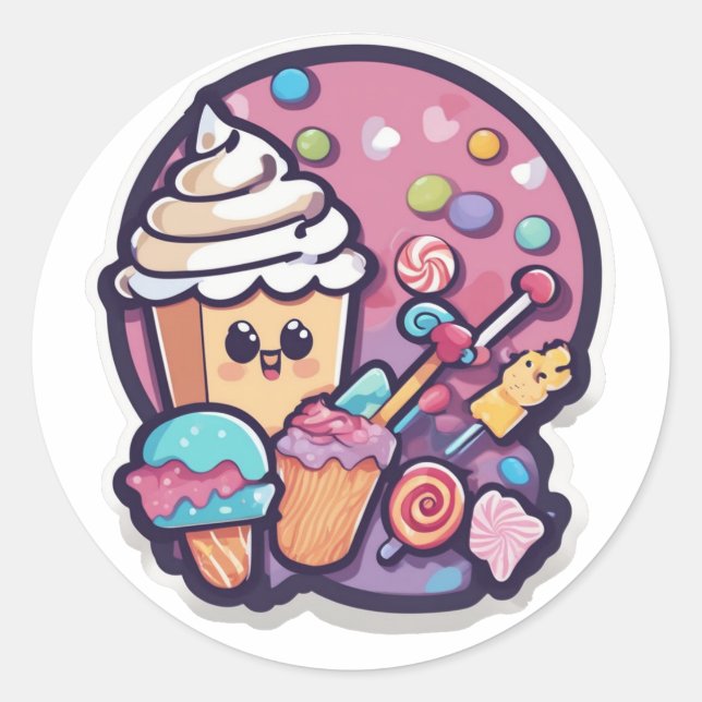 Adesivo Adorable Kawaii Candy Cupcake Sticker | Sweet  (Frente)