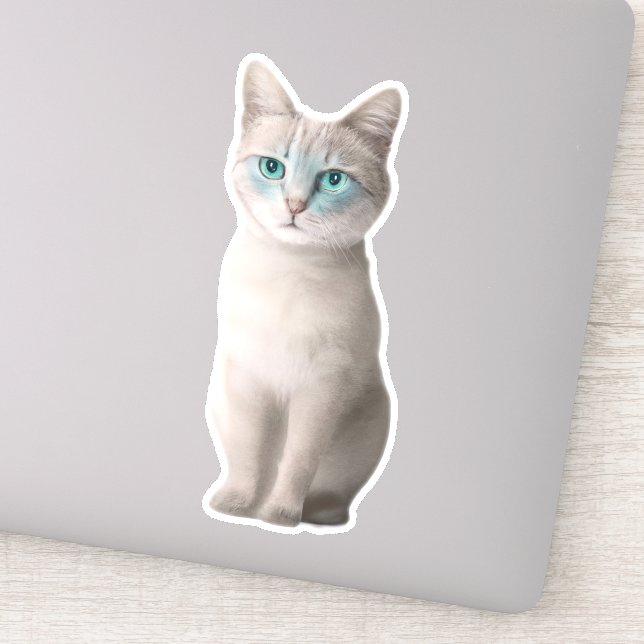 Adesivo Adorable Ojos Azules Cat Sticker - Personalizável (Detalhe)