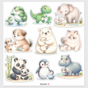 Adesivo Adoráveis Animais Kawaii: Bebês e Madrescas
