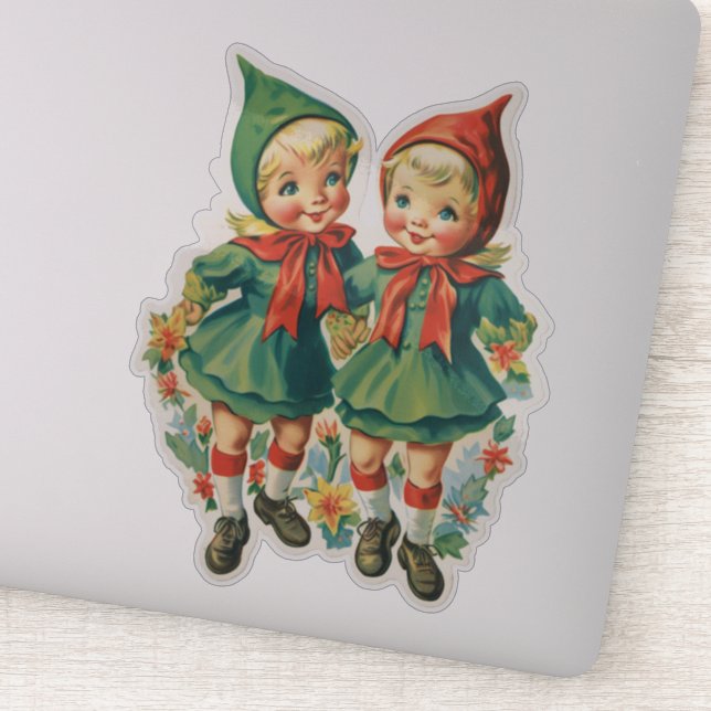 Adesivo Adoráveis Elfos de Natal Retrô (Detalhe)