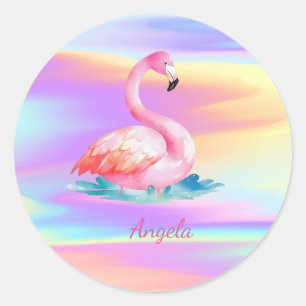Adesivo Adoráveis Flamingos Rosa Holográficos Fofos
