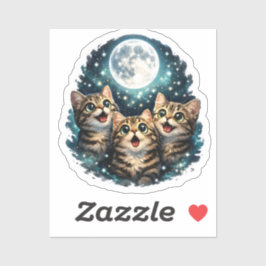 Adesivo Adoráveis Gatinhos Miando & Sticker de Lua Cheia
