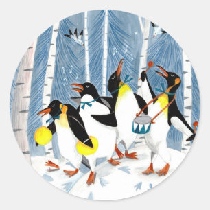 Adesivo Adoráveis músicos azuis pinguins neve diversão car