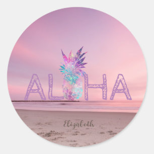 Adesivo Adorável Aloha Abacaxi Havaiano, Pôr do Sol na Pra