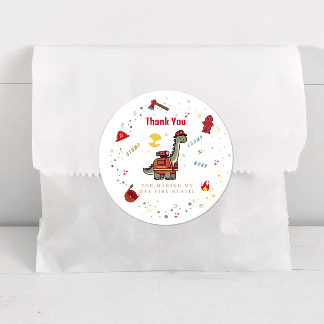 Adesivo Adorável aniversário do Bombeiro Dino (Criador carregado)