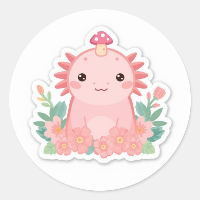 Adesivo Adorável axolotl rosa (Frente)