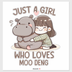 Adesivo Adorável Bebê Hippo, Só Uma Menina Que Ama Moo Den