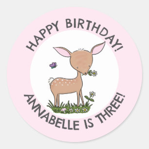 Adesivo Adorável bebê veado personalizado aniversário boni