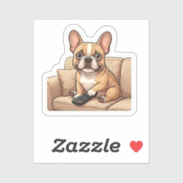 Adesivo Adorável Bulldogue Francês Assistindo Cartoon na T