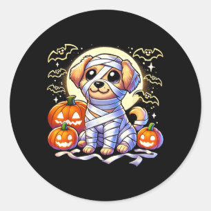 Adesivo Adorável cachorrinho embrulhado em múmia no Hallow