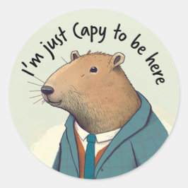 Adesivo Adorável Capybara Tweed Suit Round Sticker