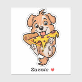 Adesivo Adorável Comendo Pizza Cana Frio de Comida Canina