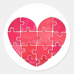 Adesivo Adorável coração de puzzle aquarela vermelho