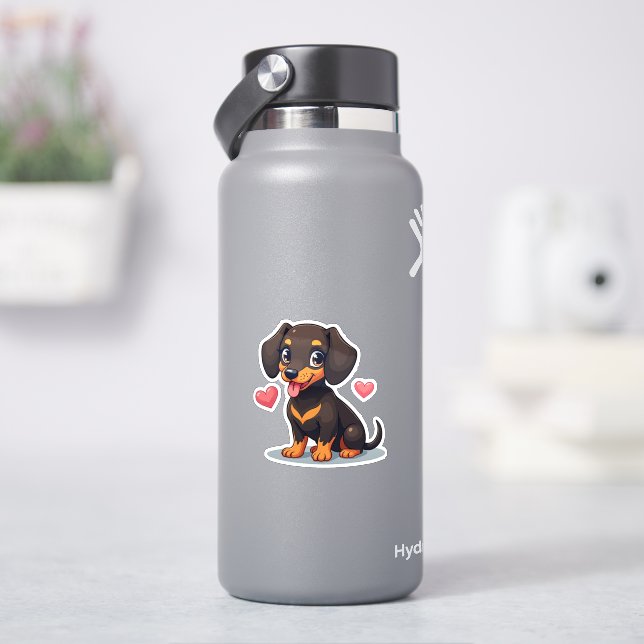 Adesivo Adorável Dachshund, Kawaii Cutie, Pequeno (HidroFlask)