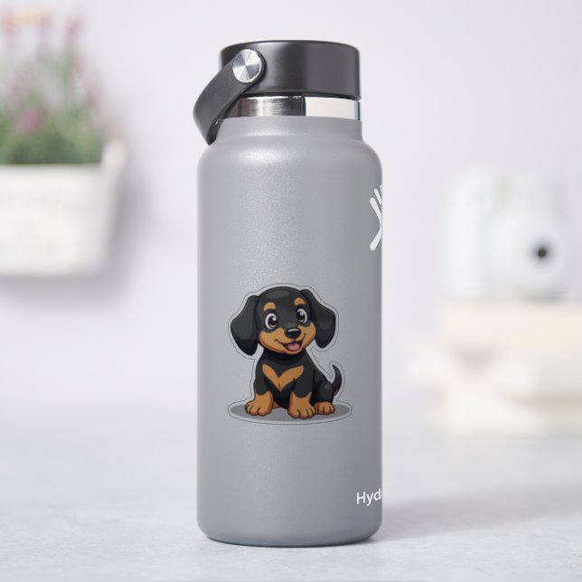 Adesivo Adorável Dachshund Kawaii, Pup Encantador, Pequeno (HidroFlask)
