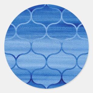 Adesivo Adorável Design de Ogee de Cor Azul
