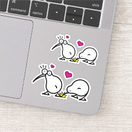 Adesivo Adorável Doodle do Casal Kiwi