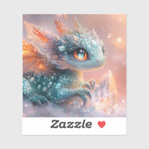 Adesivo Adorável Dragão Bebê com Crystal Gem: Arte Fantást
