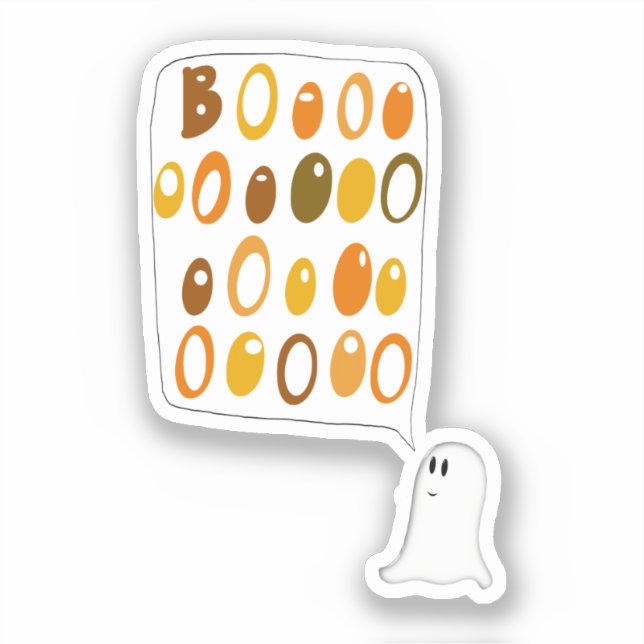 Adesivo Adorável Fantasma BOO de Halloween (Frente)