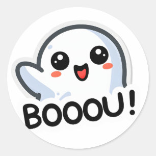 Adesivo Adorável Fantasma Boo Dizendo Gráfico de Boou Hall