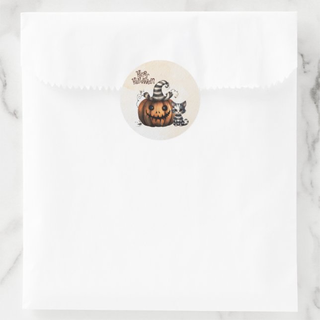 Adesivo Adorável Gatinho de Halloween Spooky (Bolsa)