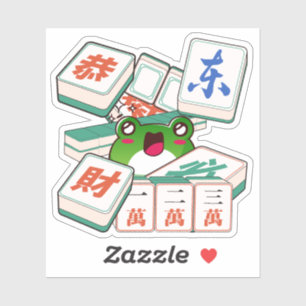 Adesivo Adorável Jogador de Mahjong Sapo Kawaii