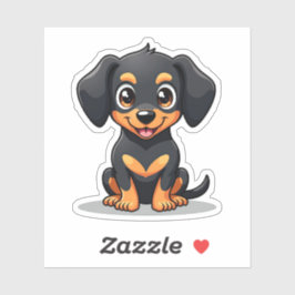 Adesivo Adorável Kawaii Dachshund, Grandes, Olhos Brilhant