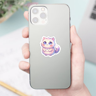 Adesivo Adorável Kawaii Gatinho Fofo Estrela Pastel Chibi