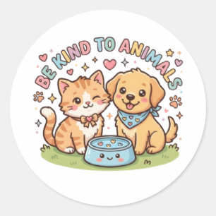 Adesivo Adorável Kawaii Seja Gentil Com Os Animais Adoráve