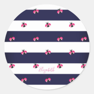 Adesivo Adorável listrada,Joaninha -Personalizado