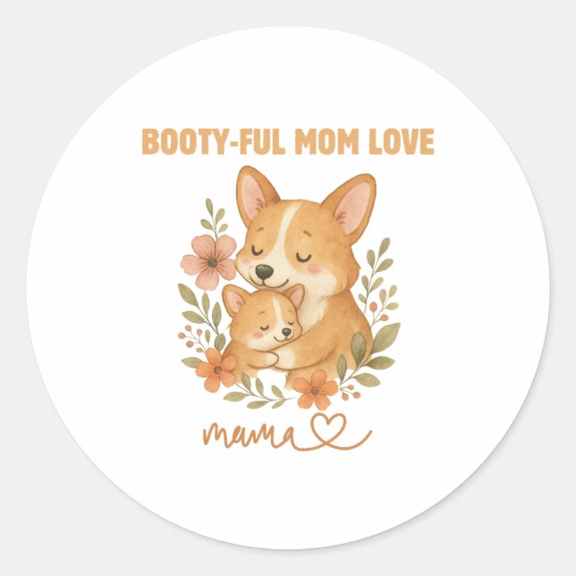 Adesivo Adorável Mãe Corgi Dia das Mães (Frente)