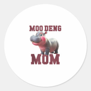 Adesivo Adorável MOO DENG MOM Baby Hippo Mama Dabbing Prin