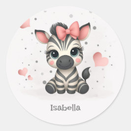 Adesivo Adorável pequeno zebra de desenho animado 