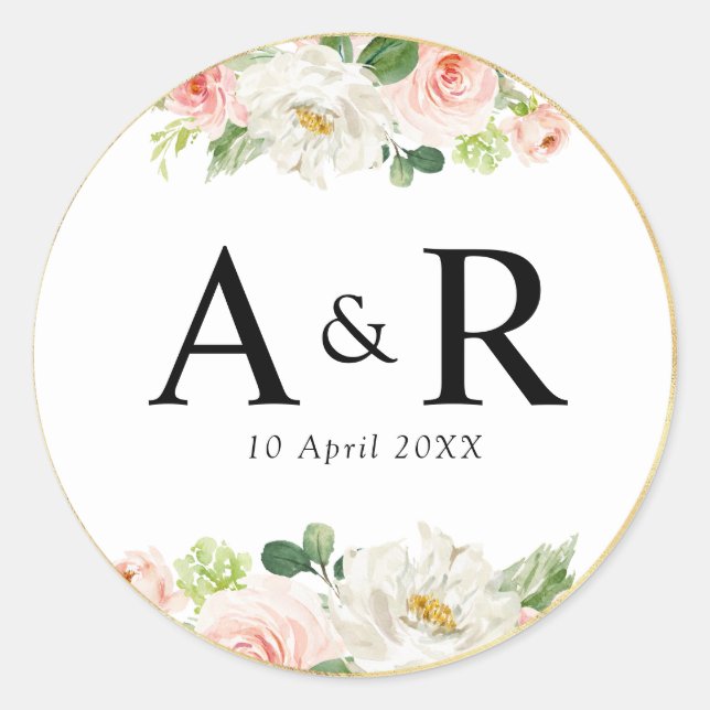 Adesivo adorável pincel rosa pincelante de casamento flora (Frente)