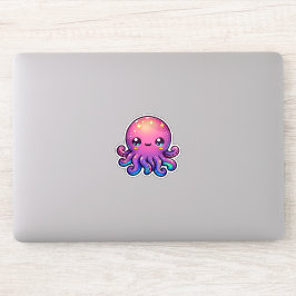 Adesivo Adorável Polvo Espacial Kawaii com Brilho Cósmico