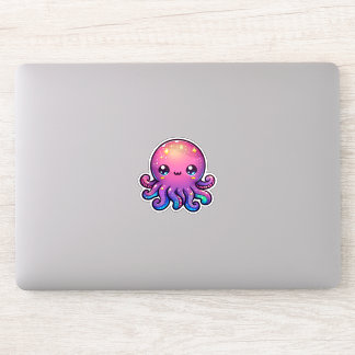 Adesivo Adorável Polvo Espacial Kawaii com Brilho Cósmico
