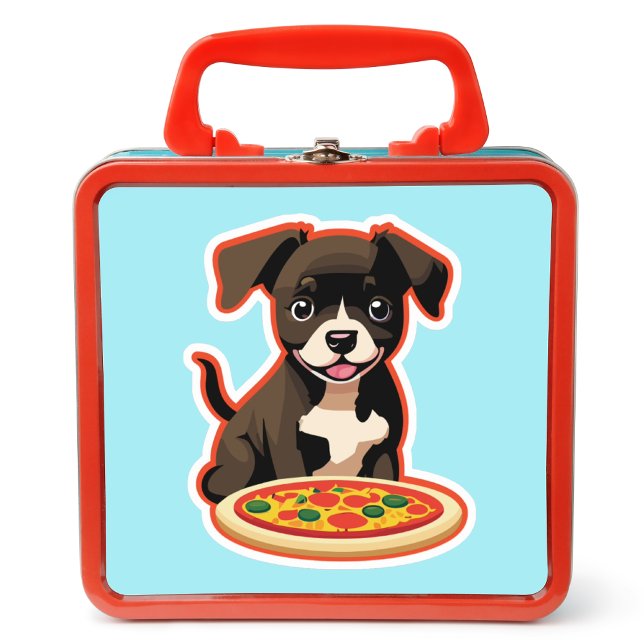 Adesivo Adorável Puppy e uma Pizza (Criador carregado)