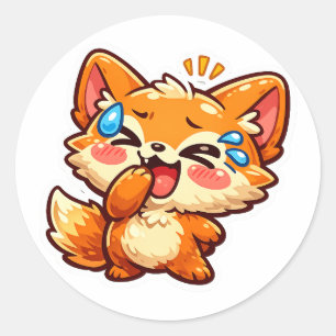 Adesivo Adorável Raposa Laranja Kawaii Rindo e Chorandocol
