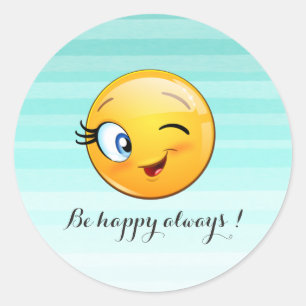 Adesivo Adorável rosto de emoji piscando - seja feliz semp