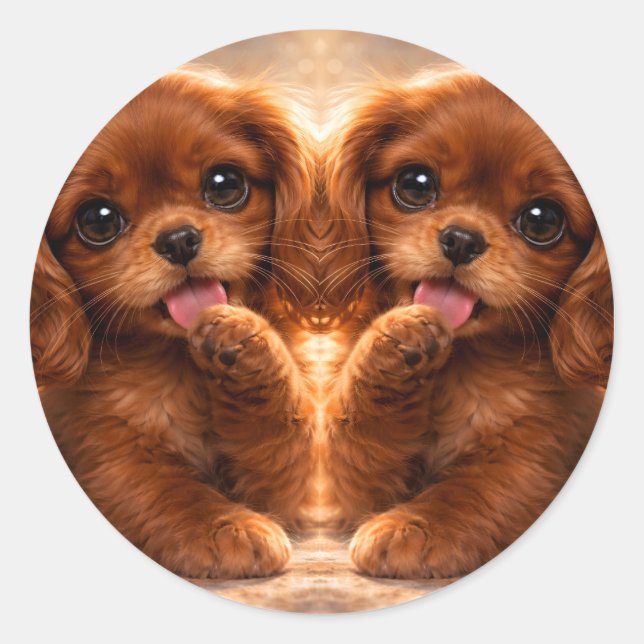 Adesivo Adorável Ruby Cavalier Spaniel (Frente)